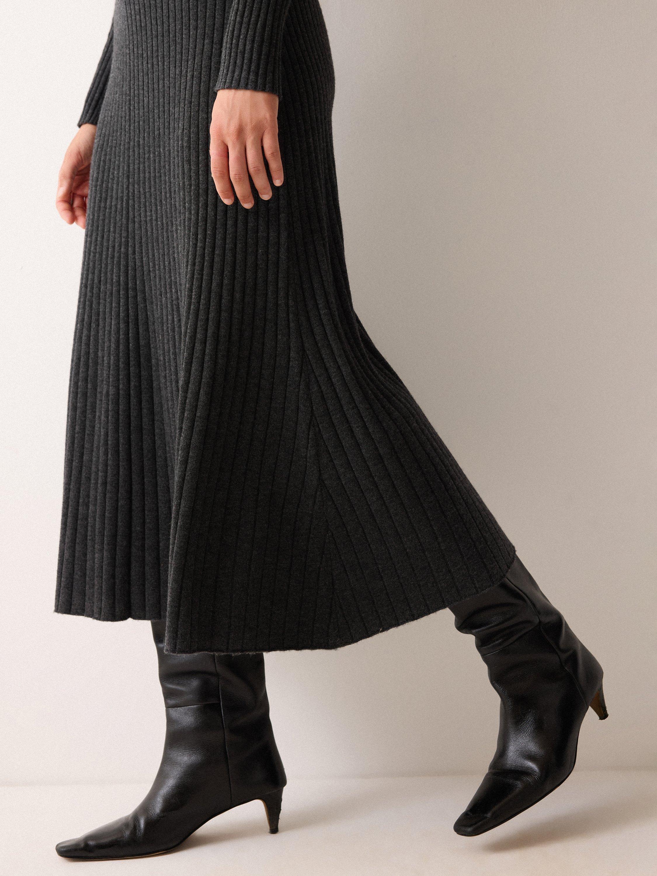 Product image 3 of 6, which shows Jigsaw Rib Knit Wool Rich Dress, Charcoal, M