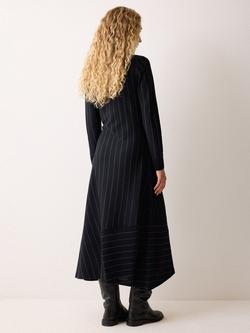 Jigsaw Pinstripe Wool Rich Shirt Dress, Dark Navy - view 2, Dark Navy