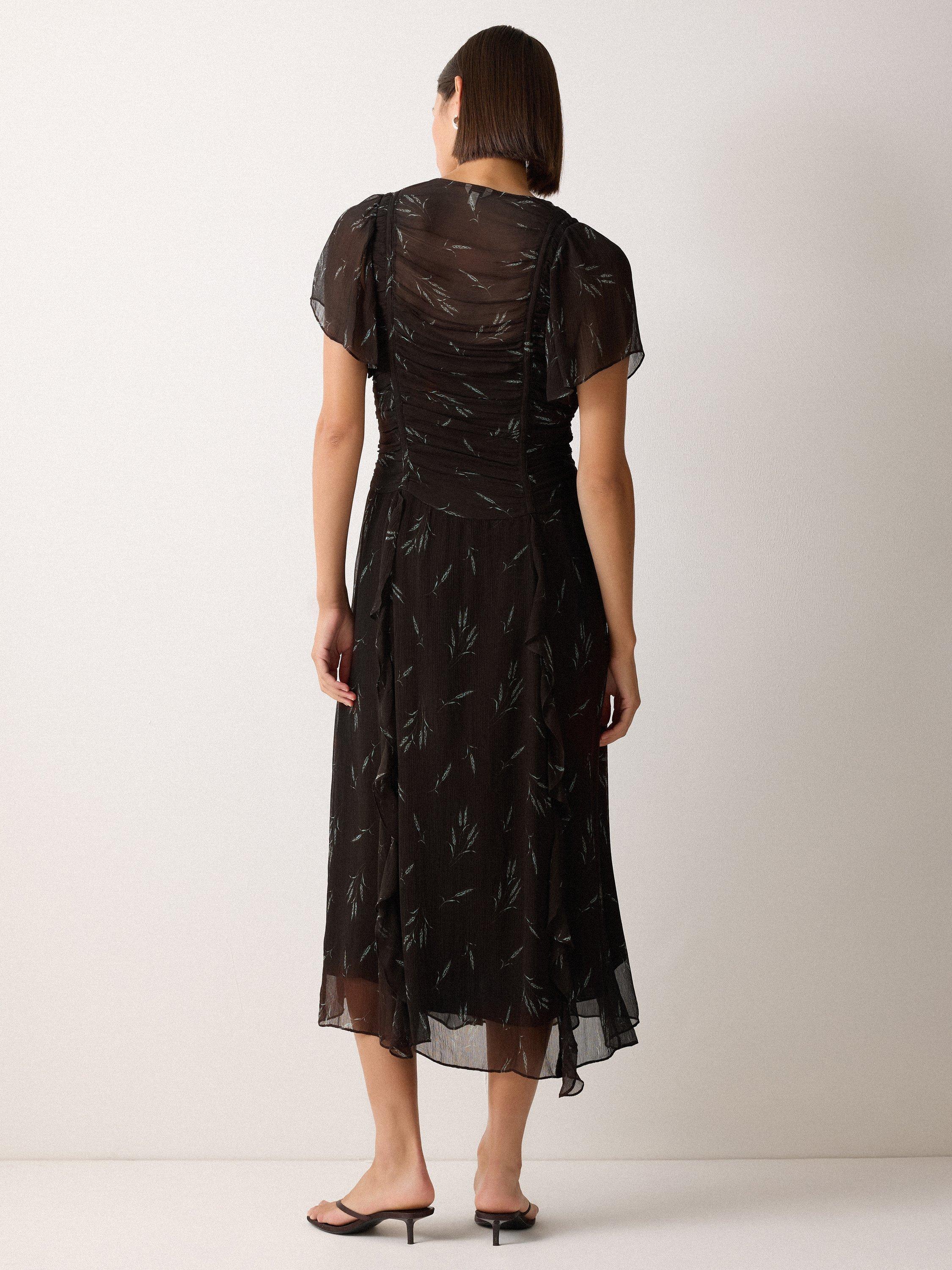 Product image 2 of 5, which shows Jigsaw Wheat Flower Bias Cut Dress, Brown, 6