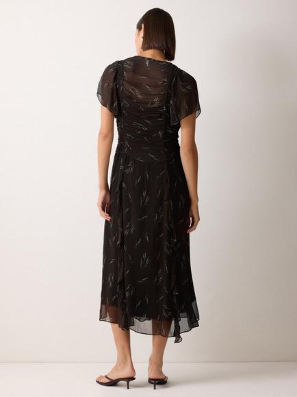 Jigsaw Wheat Flower Bias Cut Dress, Brown - view 2, Brown