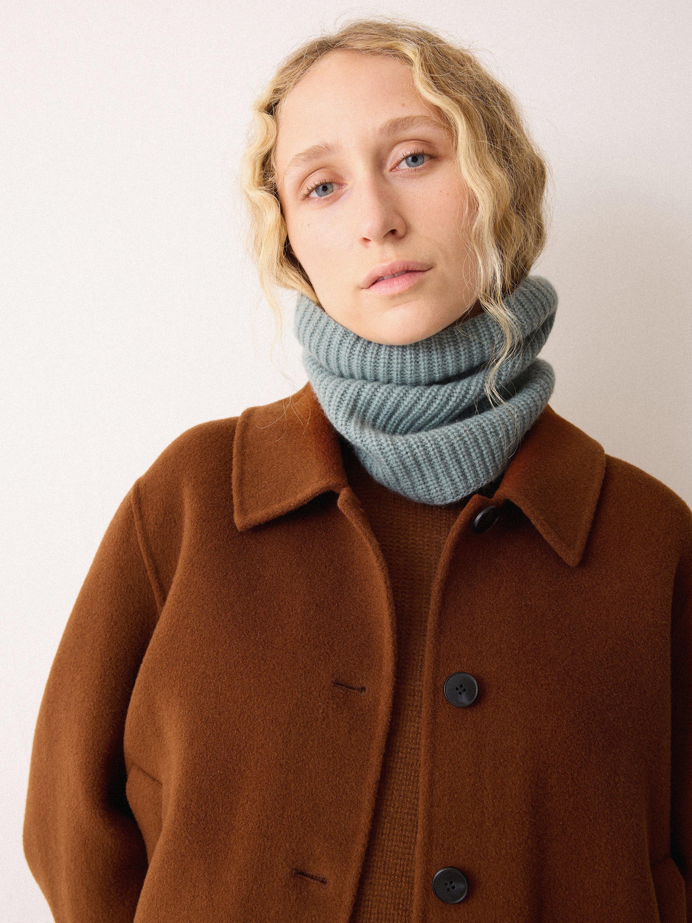 Product image 2 of 2, which shows Jigsaw Ribbed Wool Rich Snood, Aqua Blue, One Size