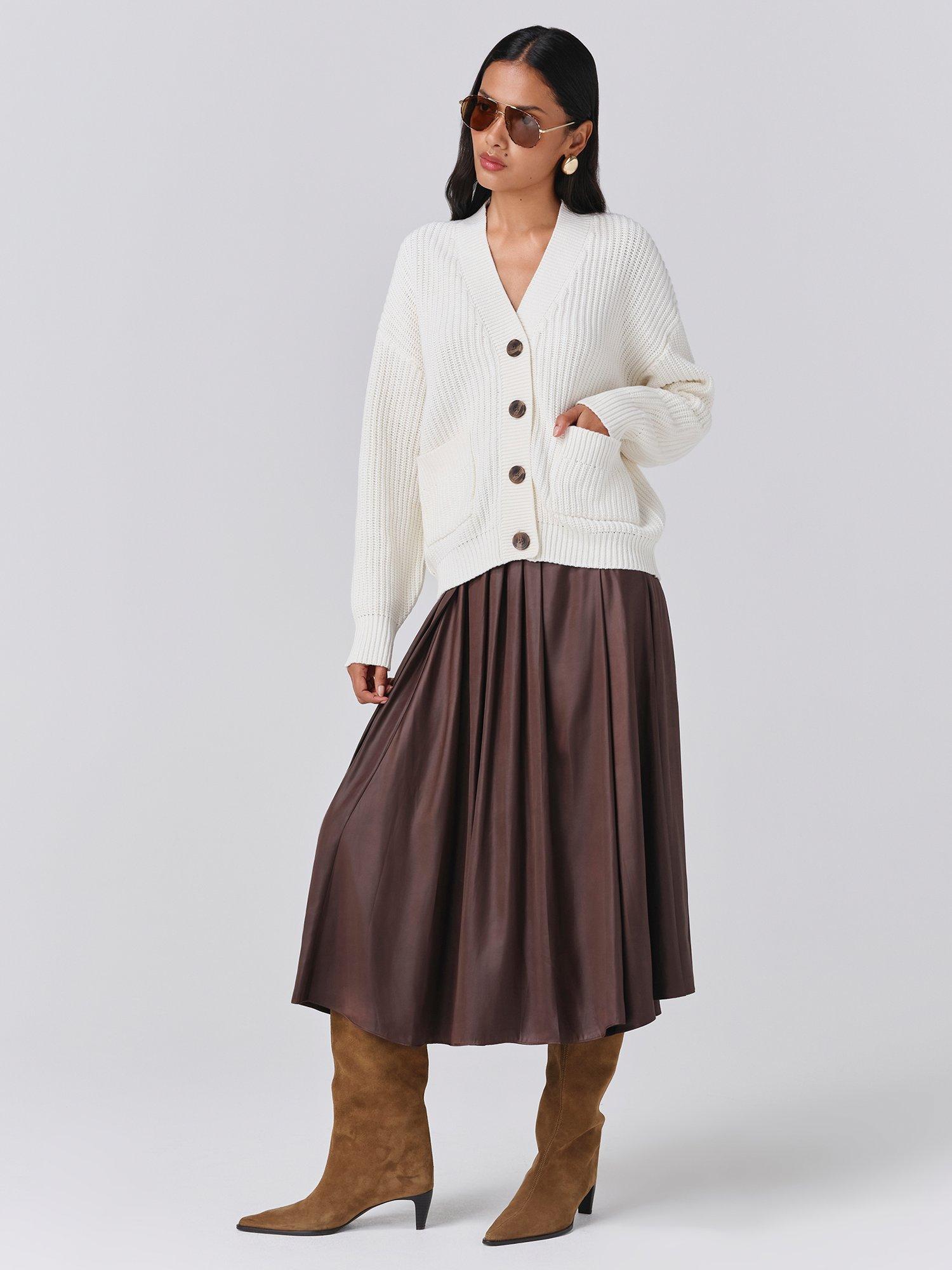 Product image 3 of 5, which shows Ghost Lyla V-Neck Cardigan, Ivory, XS