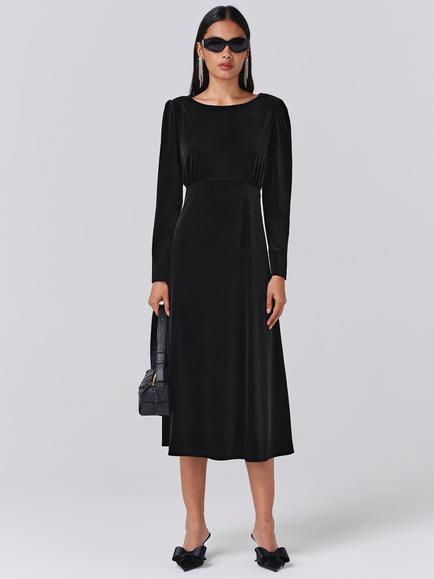 Ghost Adeline Velvet Midi Dress, Black