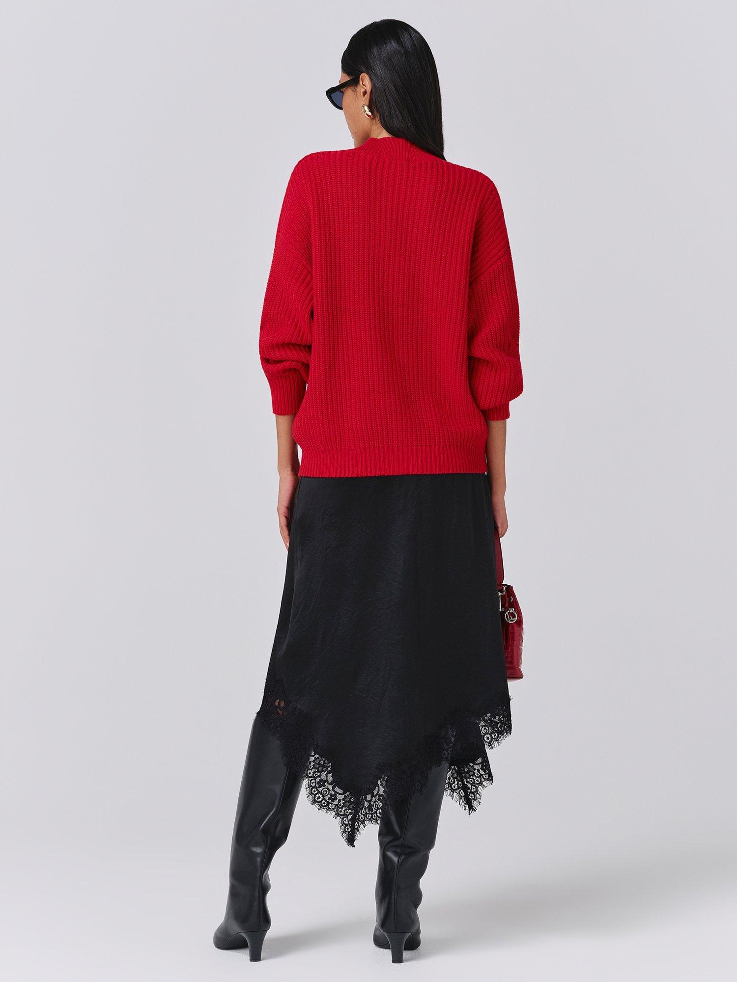 Product image 5 of 5, which shows Ghost Lyla V-Neck Cardigan, Red, XS