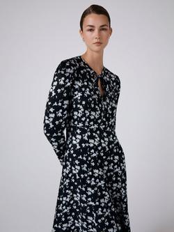 Ghost Ana Floral Midi Dress, Black/Blue - view 2, Black/Blue