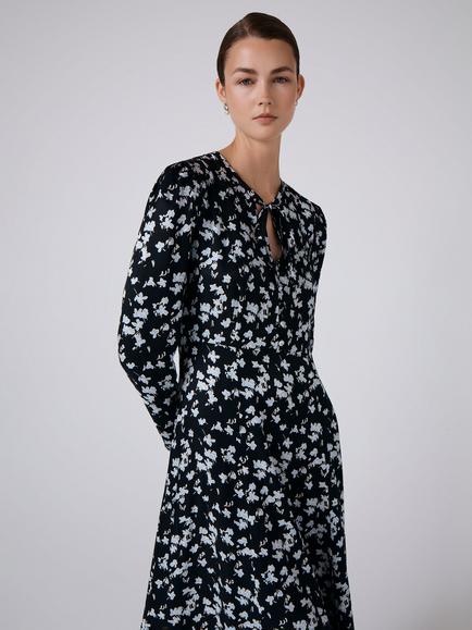 Ghost Ana Floral Midi Dress, Black/Blue - view 2, Black/Blue