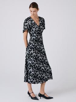 Ghost Elizabeth A-Line Floral Midi Dress - view 2, Black/Multi