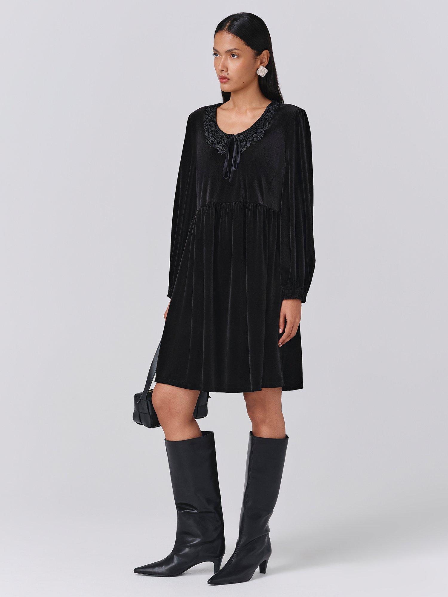 Product image 2 of 5, which shows Ghost Harper Knee Length Smock Dress, Black, XS