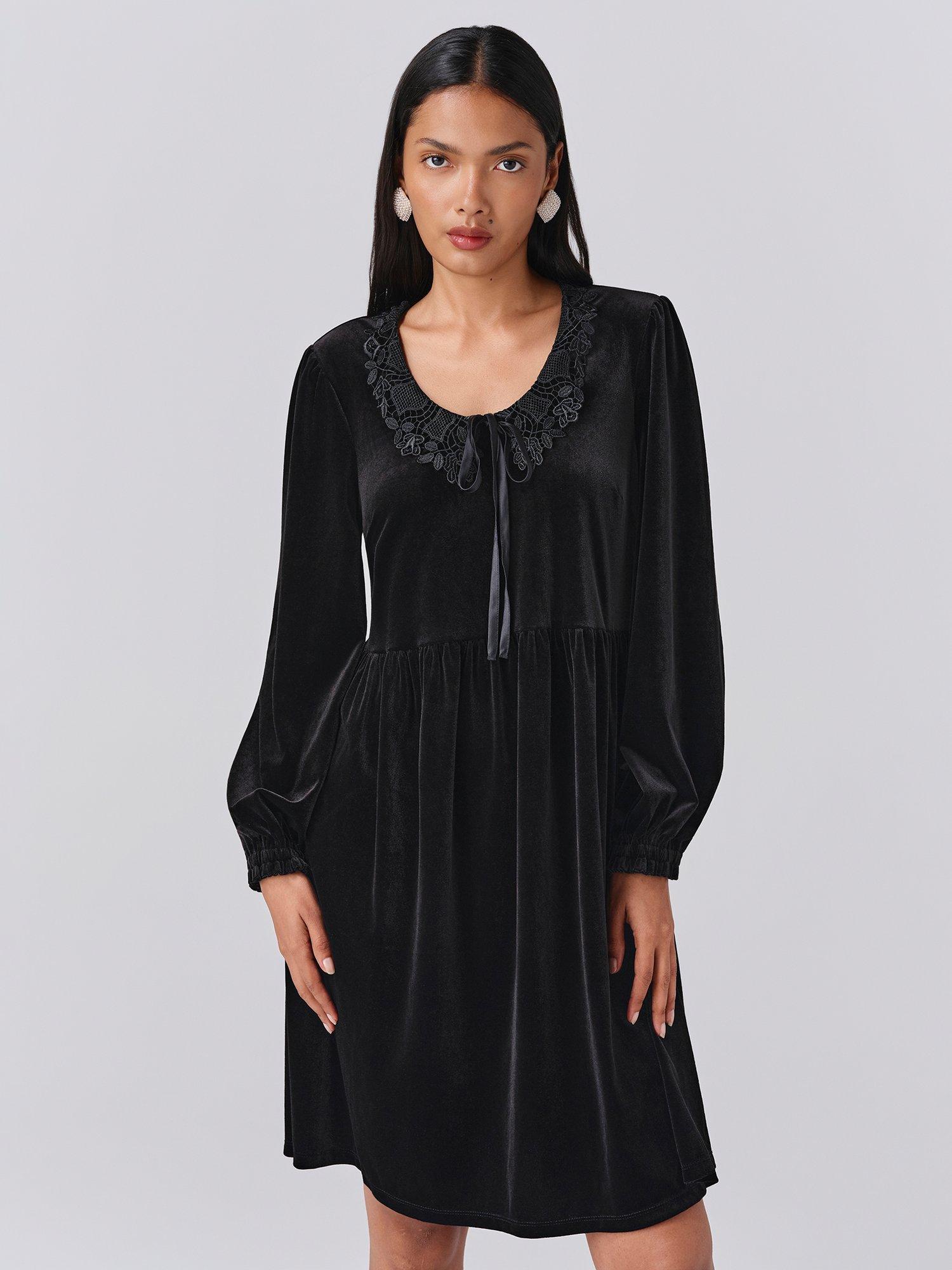 Product image 3 of 5, which shows Ghost Harper Knee Length Smock Dress, Black, XS