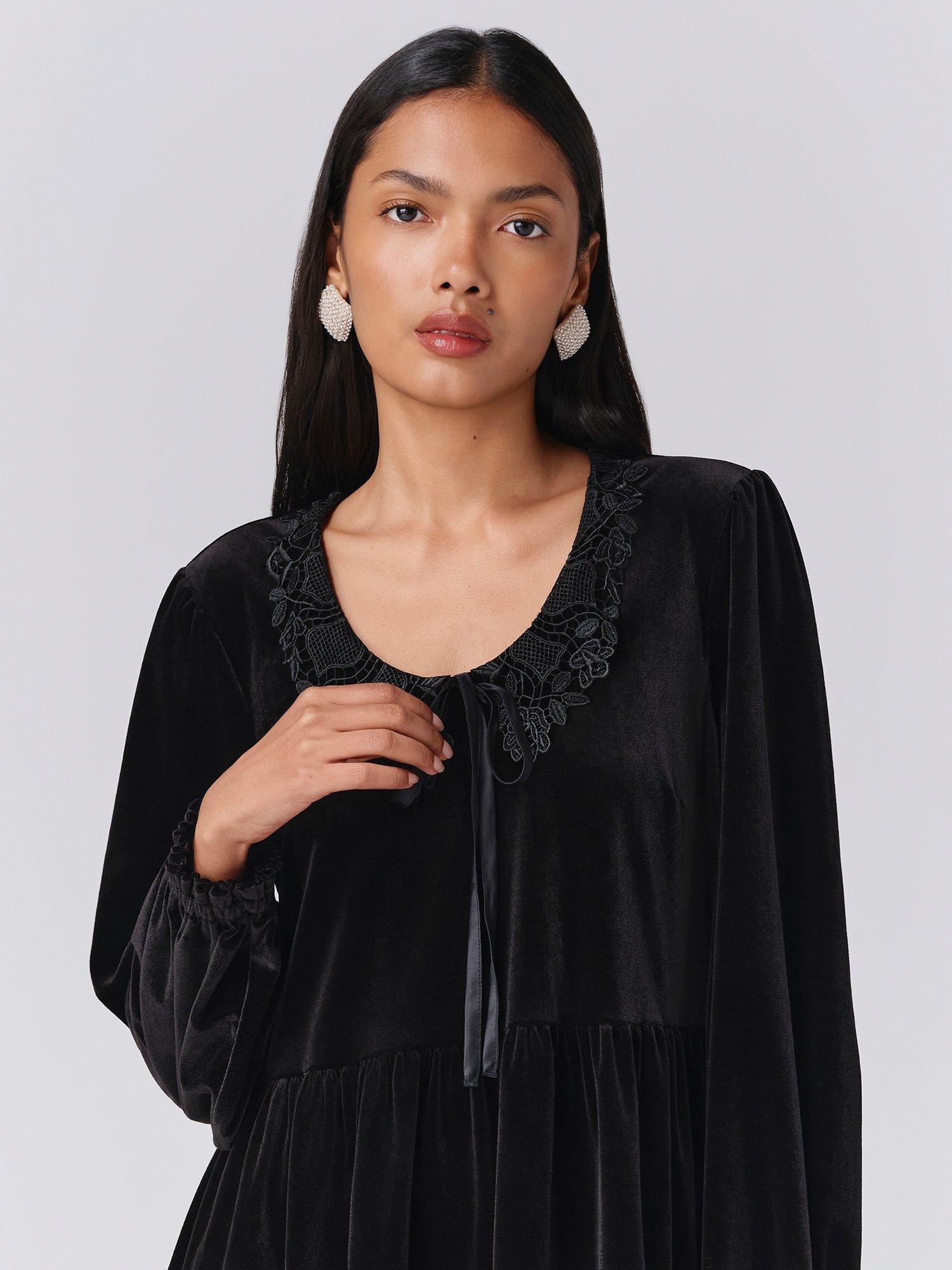 Product image 4 of 5, which shows Ghost Harper Knee Length Smock Dress, Black, XS