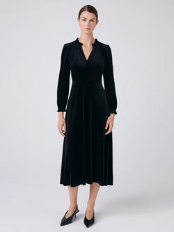 Ghost Ivy A-Line Flare Buttoned Midi Dress, Black