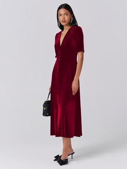 Ghost Madison Short Sleeve V-Neck Dress - view 2, Burgundy