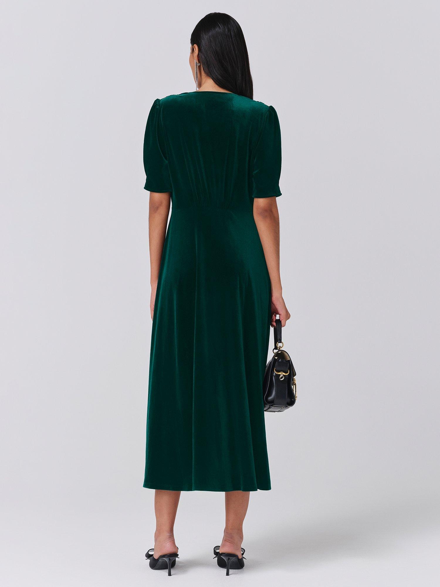 Product image 4 of 4, which shows Ghost Madison Short Sleeve V-Neck Dress, Green, S