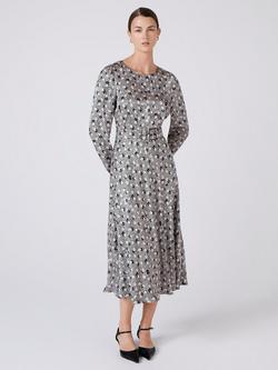 Ghost Sophia Floral Midi Dress, Black/White, Black/White