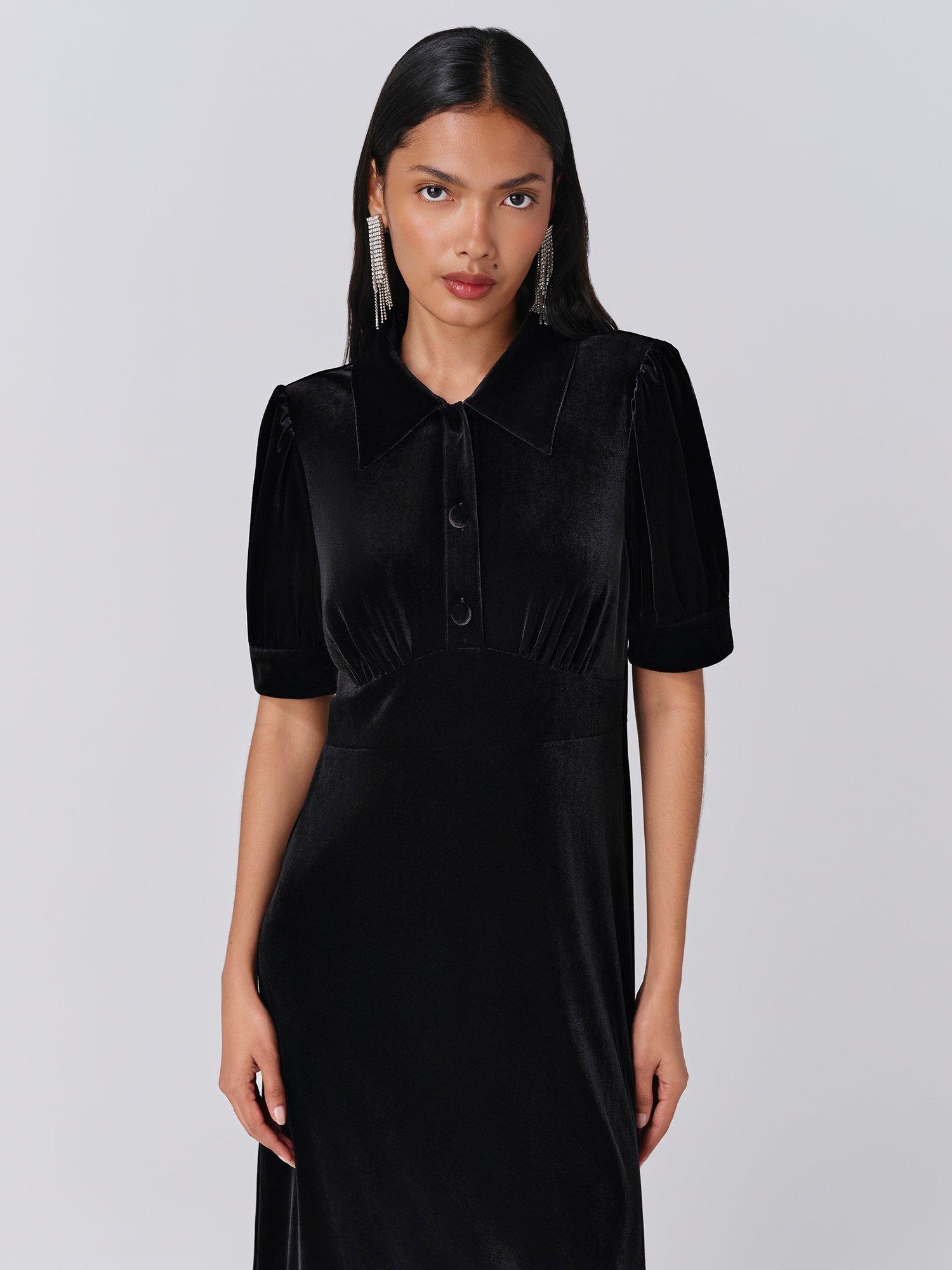 Product image 3 of 5, which shows Ghost Wilma Midi Tea Dress, Black, XS