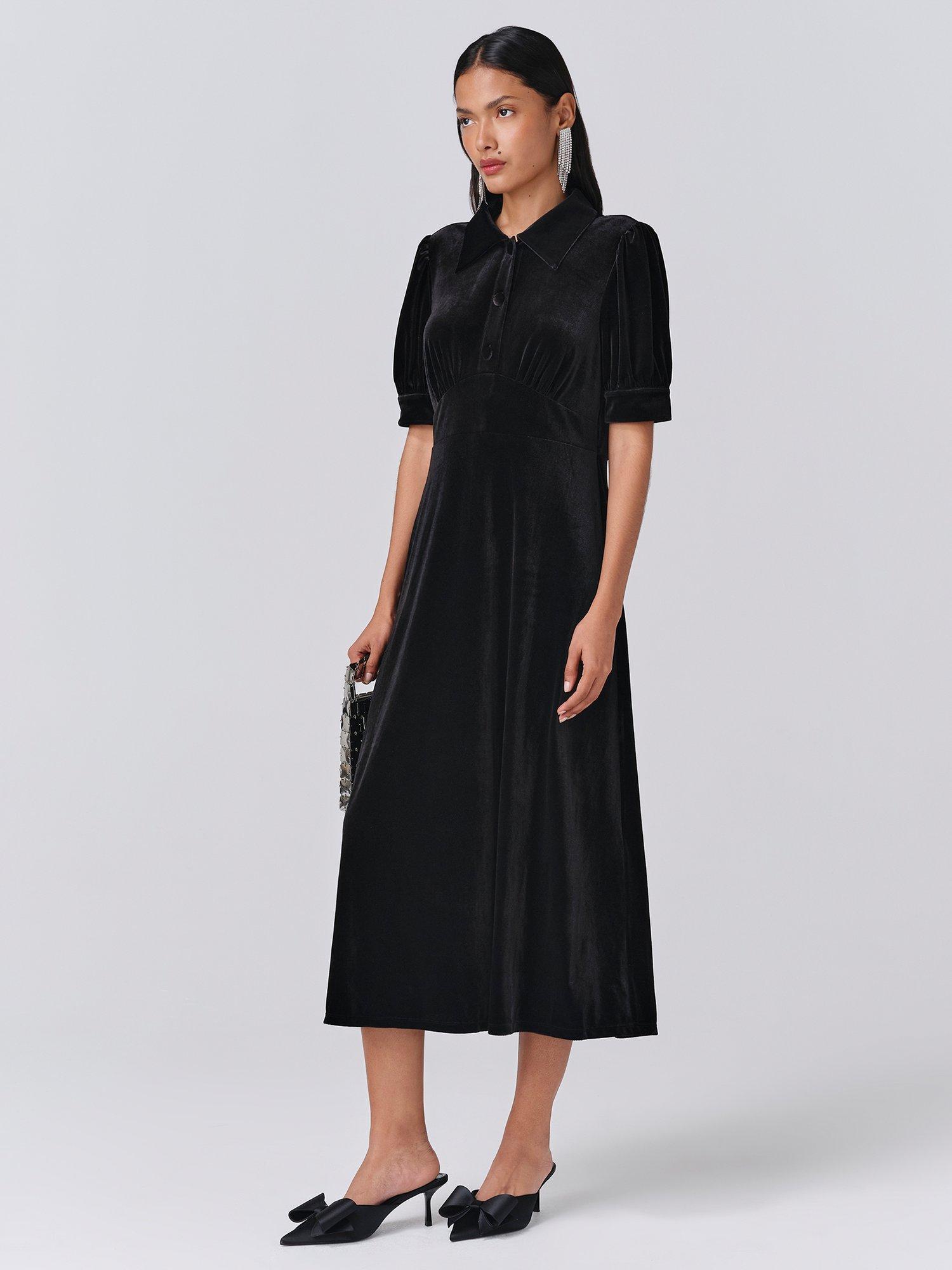 Product image 4 of 5, which shows Ghost Wilma Midi Tea Dress, Black, XS