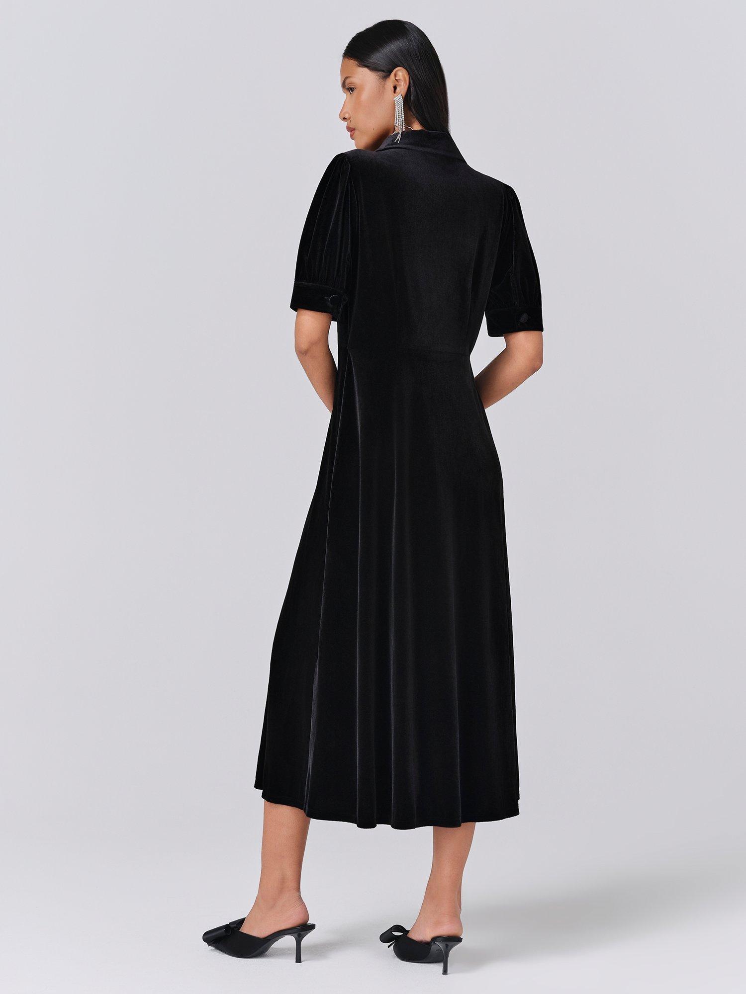 Product image 5 of 5, which shows Ghost Wilma Midi Tea Dress, Black, XS