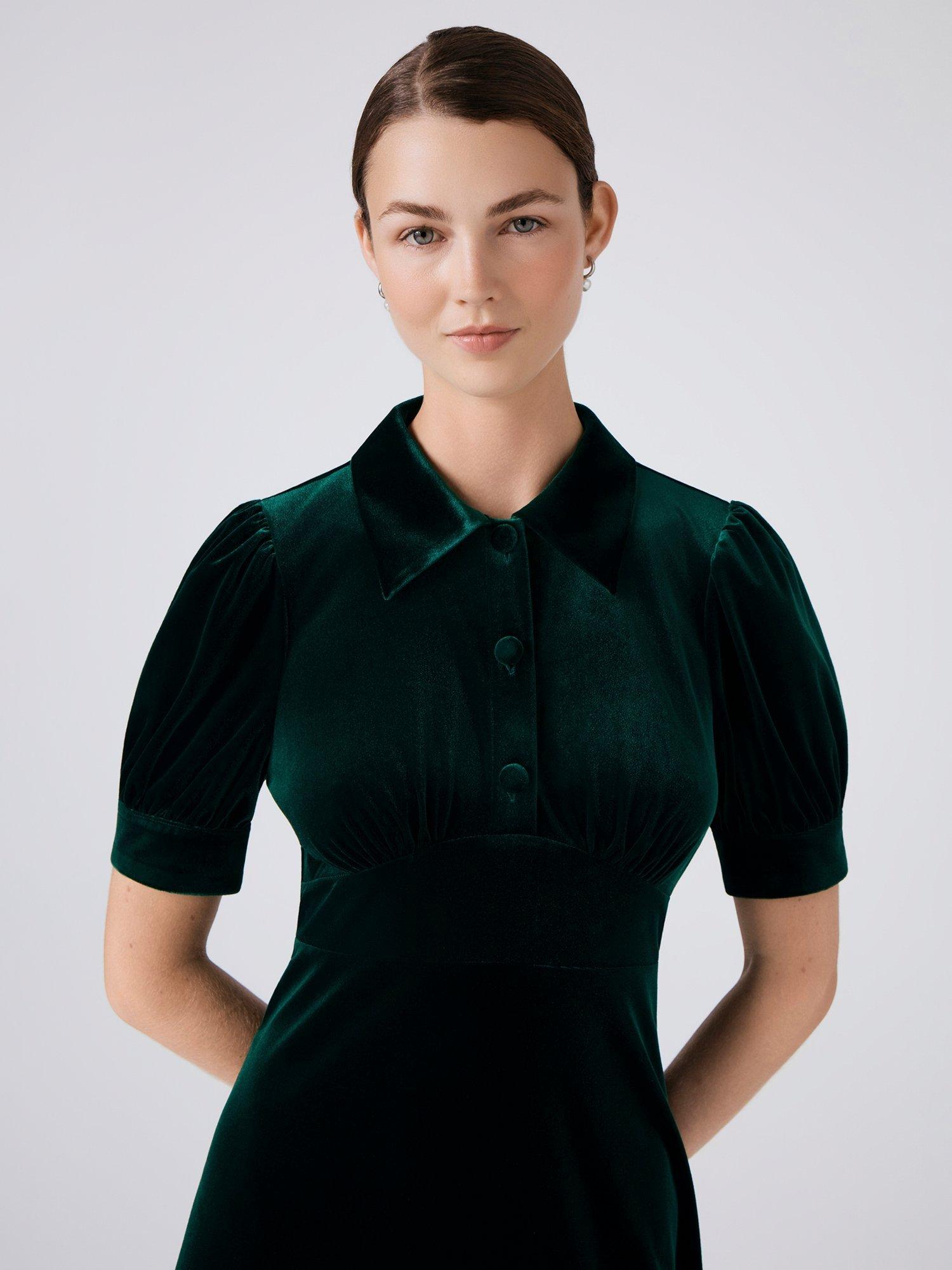 Product image 3 of 5, which shows Ghost Wilma Midi Tea Dress, Green, XS
