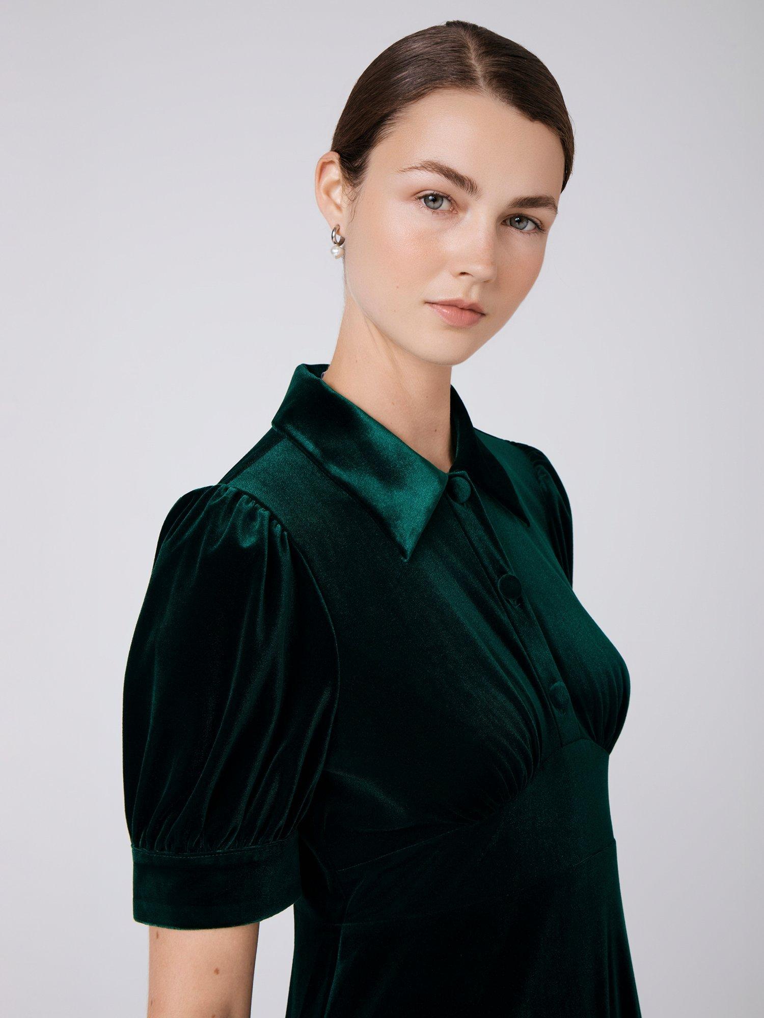 Product image 4 of 5, which shows Ghost Wilma Midi Tea Dress, Green, XS