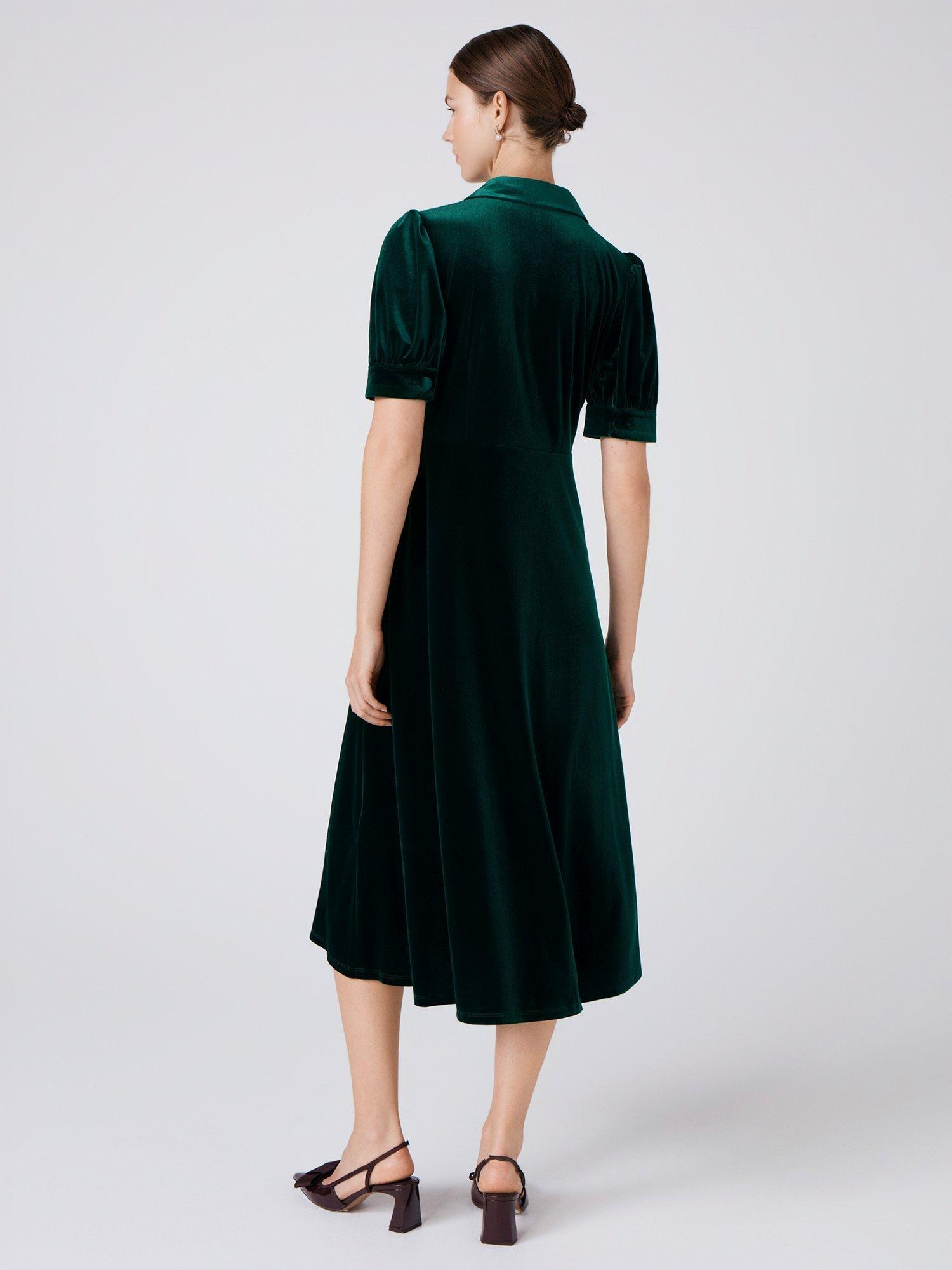 Product image 5 of 5, which shows Ghost Wilma Midi Tea Dress, Green, XS