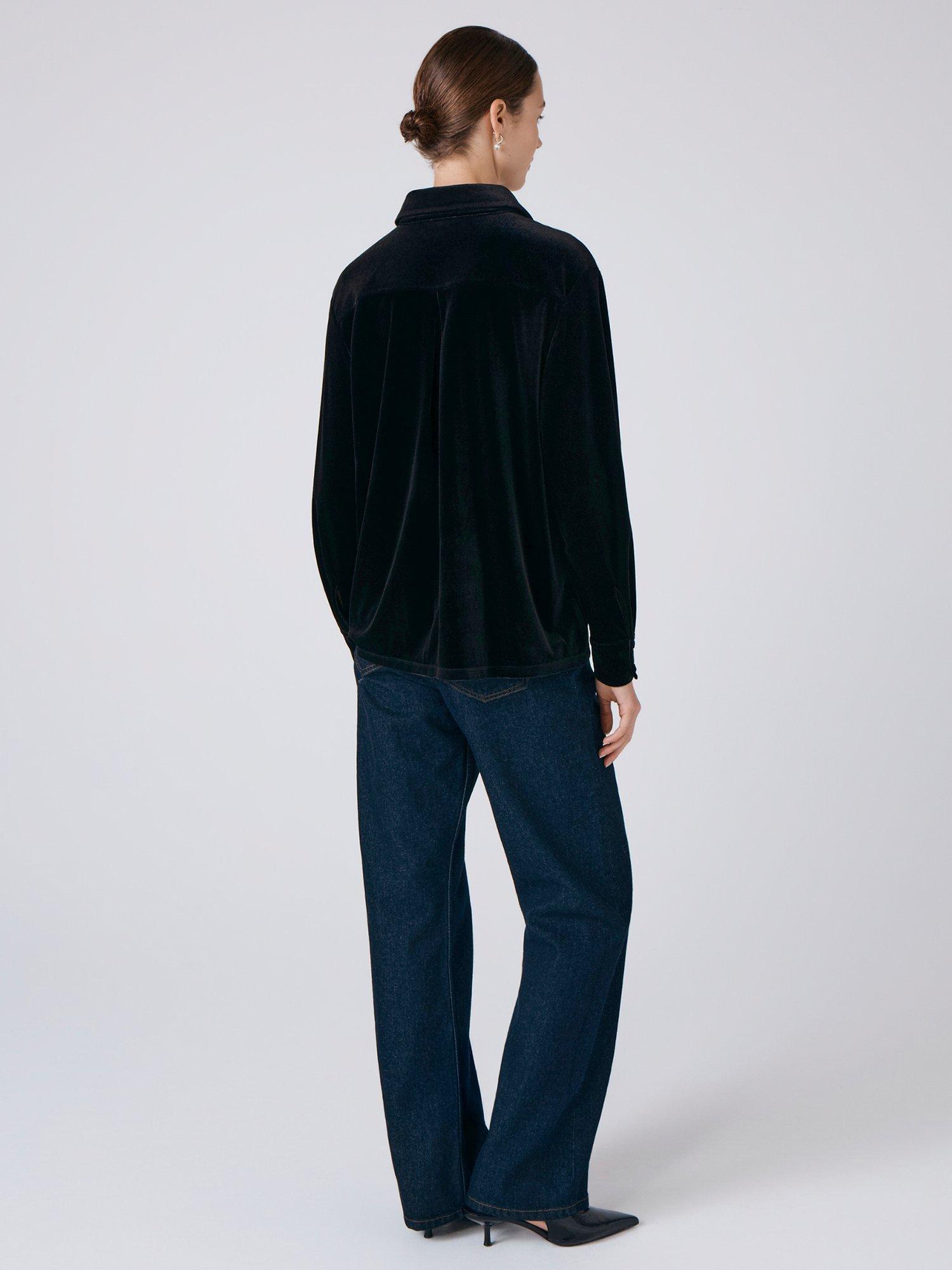 Product image 3 of 3, which shows Ghost Ellie Velvet Shirt, Black, XS