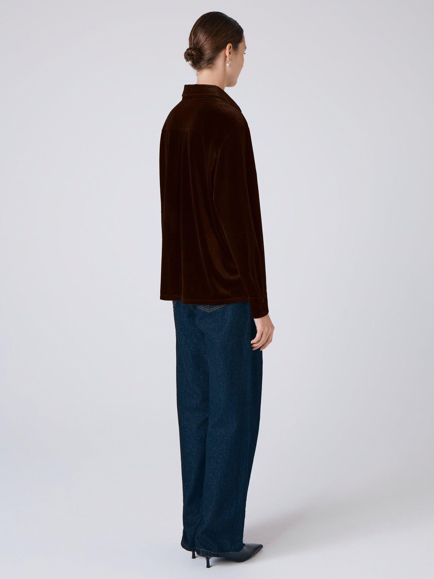Product image 3 of 3, which shows Ghost Ellie Velvet Shirt, Chocolate, XS