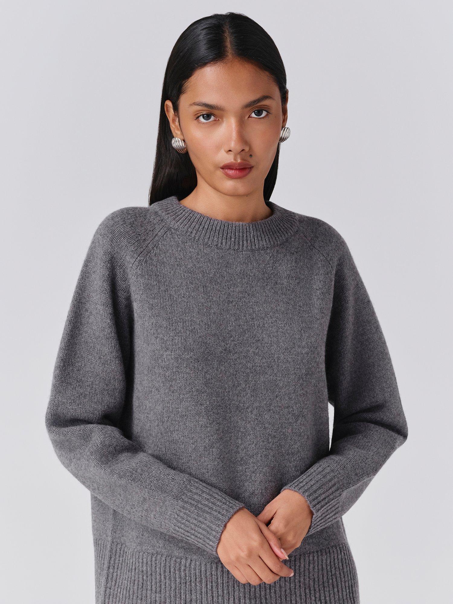 Product image 3 of 5, which shows Ghost Arleen Wool Blend Crew Neck Jumper, Grey, XS