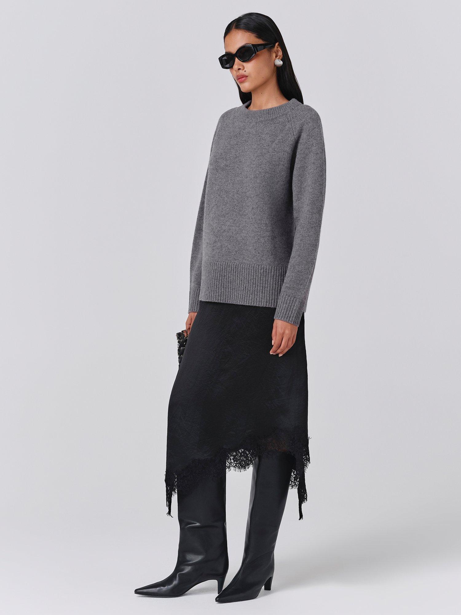 Product image 4 of 5, which shows Ghost Arleen Wool Blend Crew Neck Jumper, Grey, XS