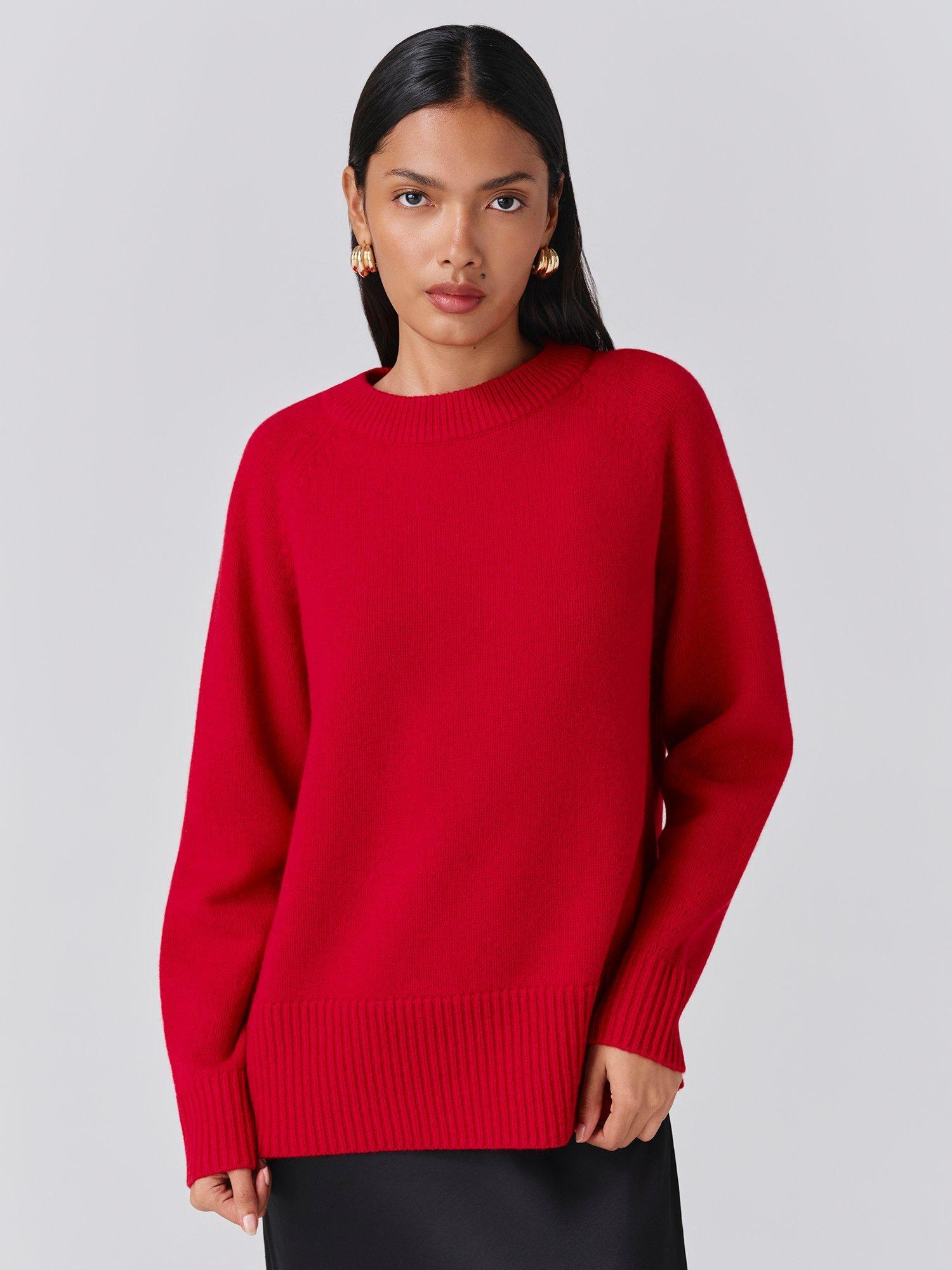 Product image 1 of 5, which shows Ghost Arleen Wool Blend Crew Neck Jumper, Red, XS