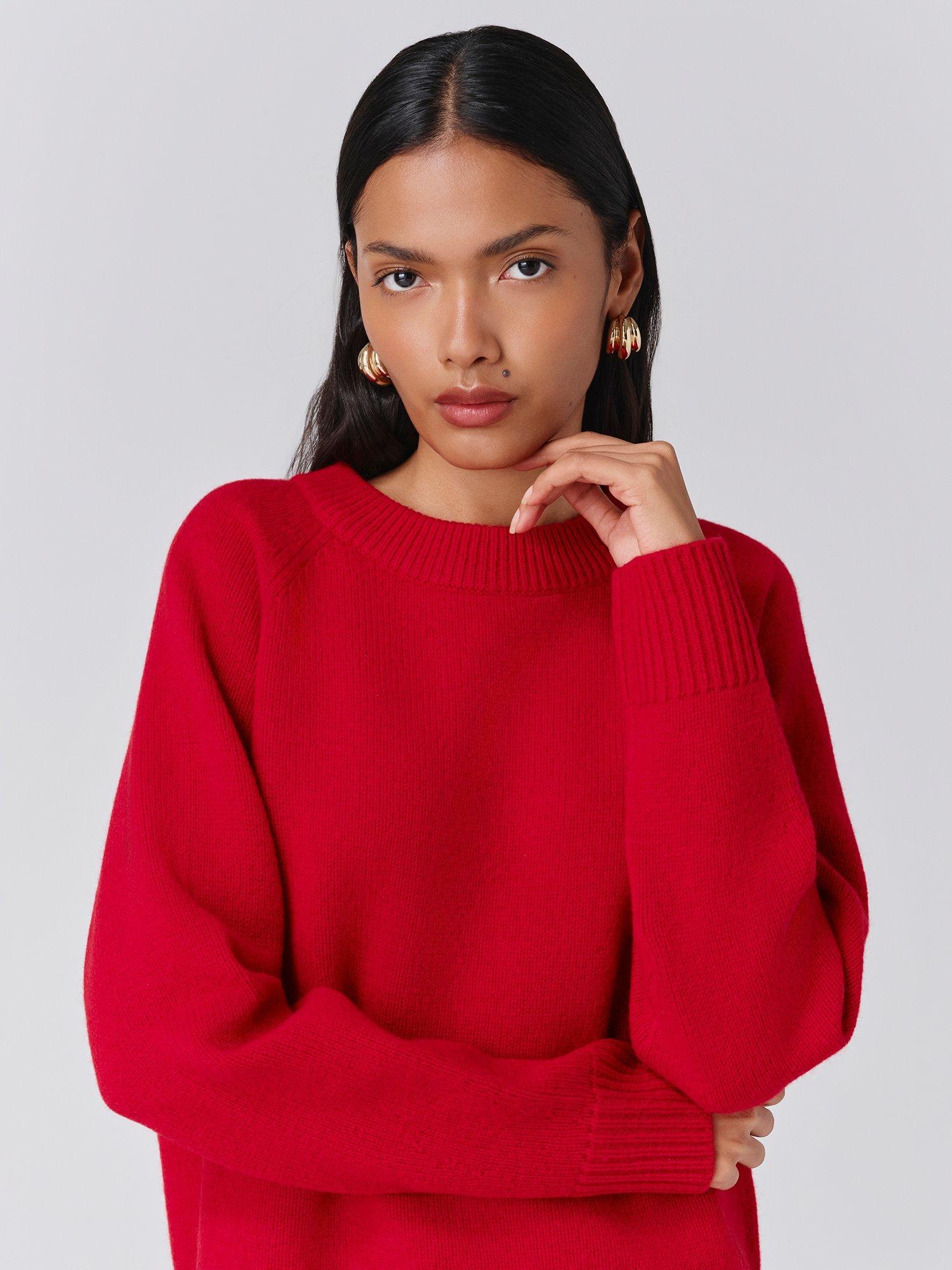 Product image 3 of 5, which shows Ghost Arleen Wool Blend Crew Neck Jumper, Red, XS