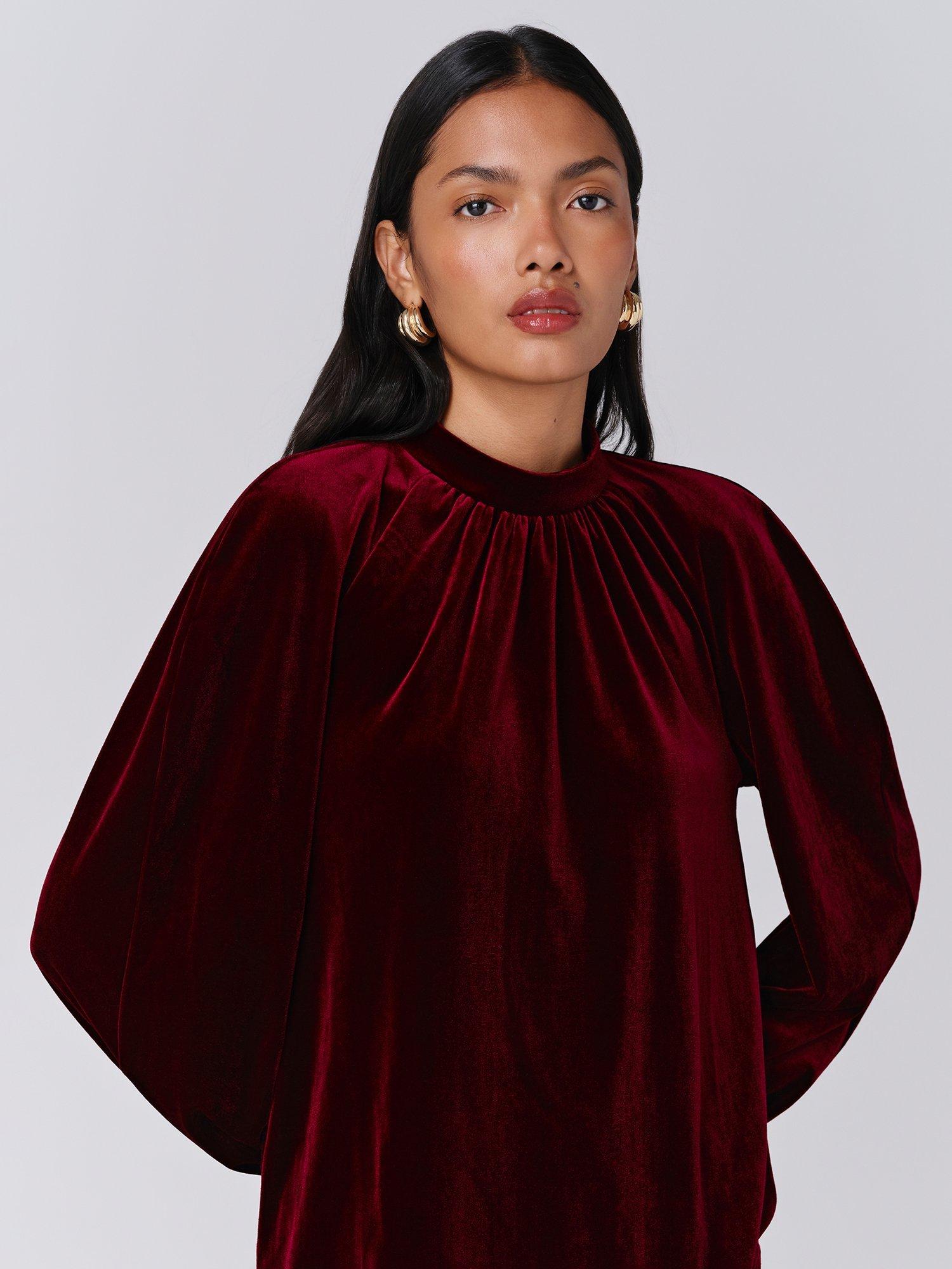 Product image 3 of 6, which shows Ghost Athena Buttoned Blouse , Burgundy, XS