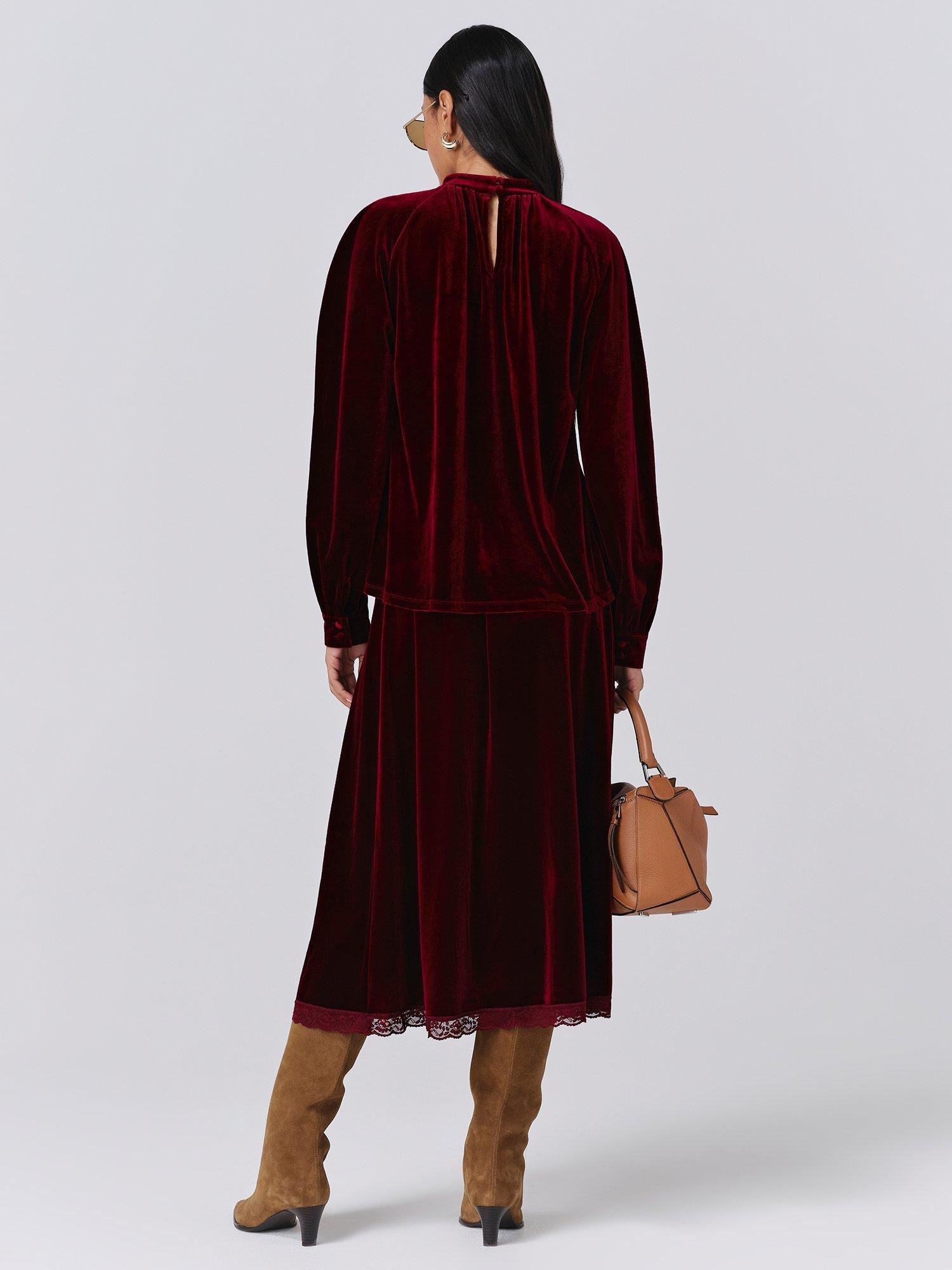 Product image 6 of 6, which shows Ghost Athena Buttoned Blouse , Burgundy, XS