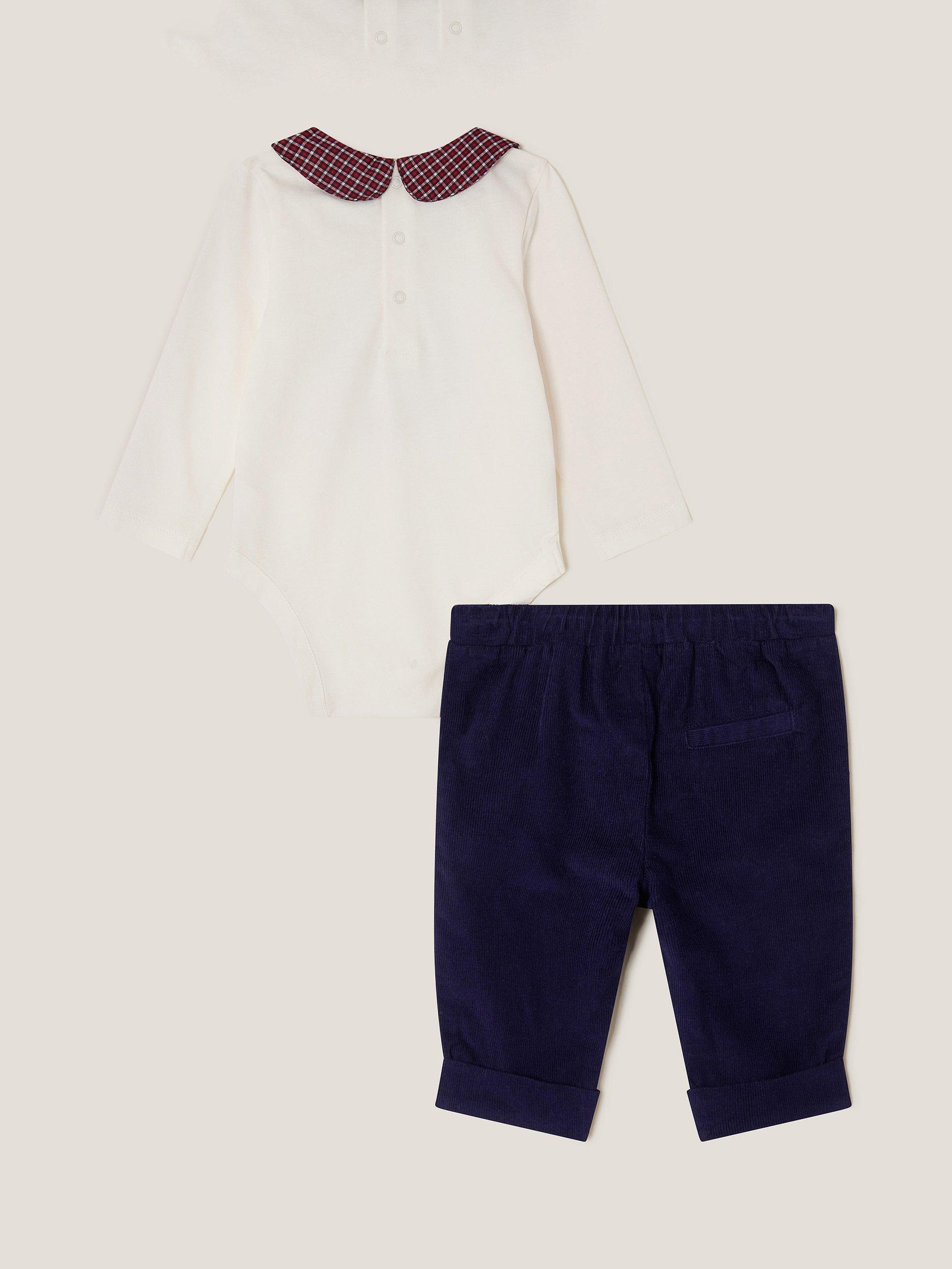 Product image 2 of 3, which shows Monsoon Baby Cotton Bodysuit Set, Navy, 0-3 months