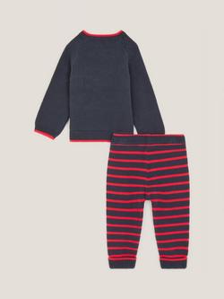 Monsoon Baby Cotton Guardsman Bear Jumper and Jogger Set, Navy - view 2, Navy