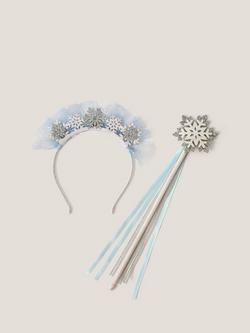 Monsoon Kids' Snow Tiara and Wand, White, White