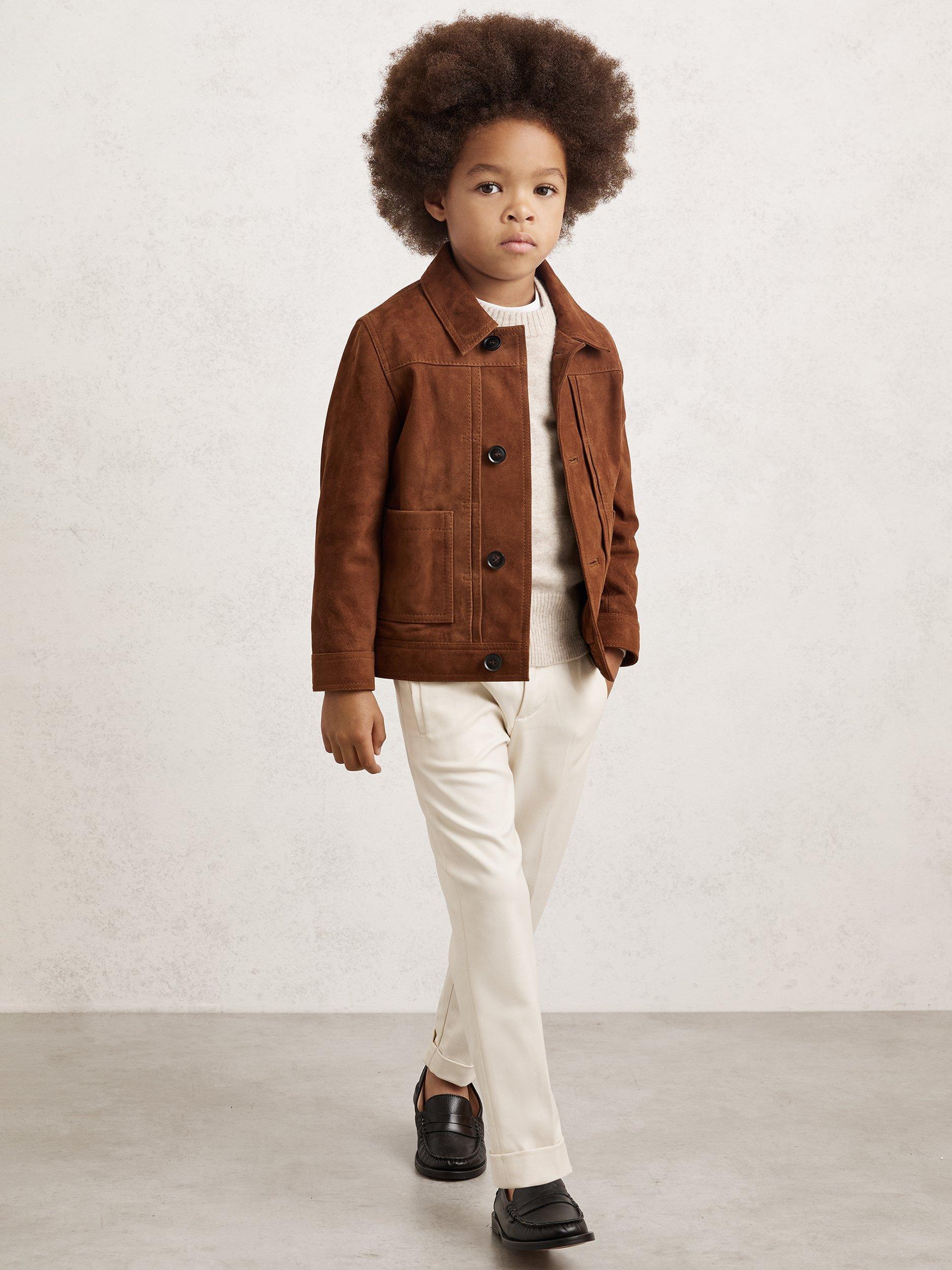 Product image 1 of 4, which shows Reiss Kids' Brighton Tailored Trousers, Off White, 3-4 years