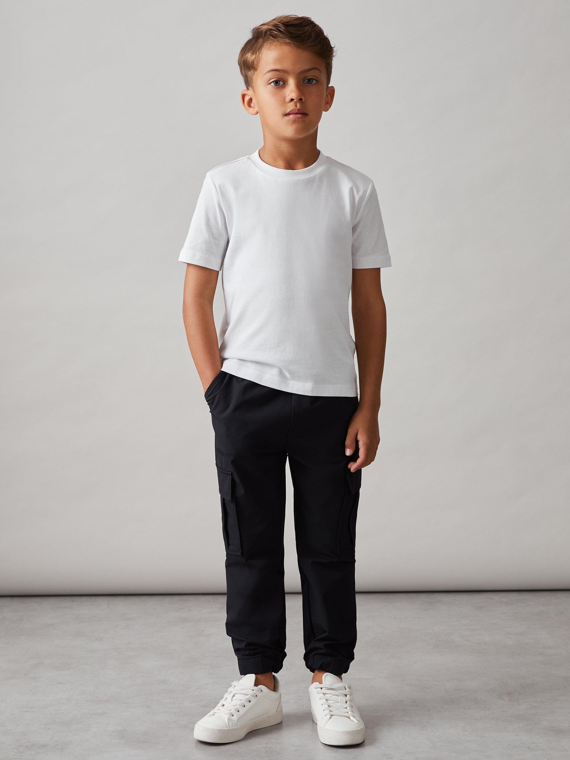 Product image 1 of 4, which shows Reiss Kids' Lucian Drawstring Trousers, Black, 3-4 years
