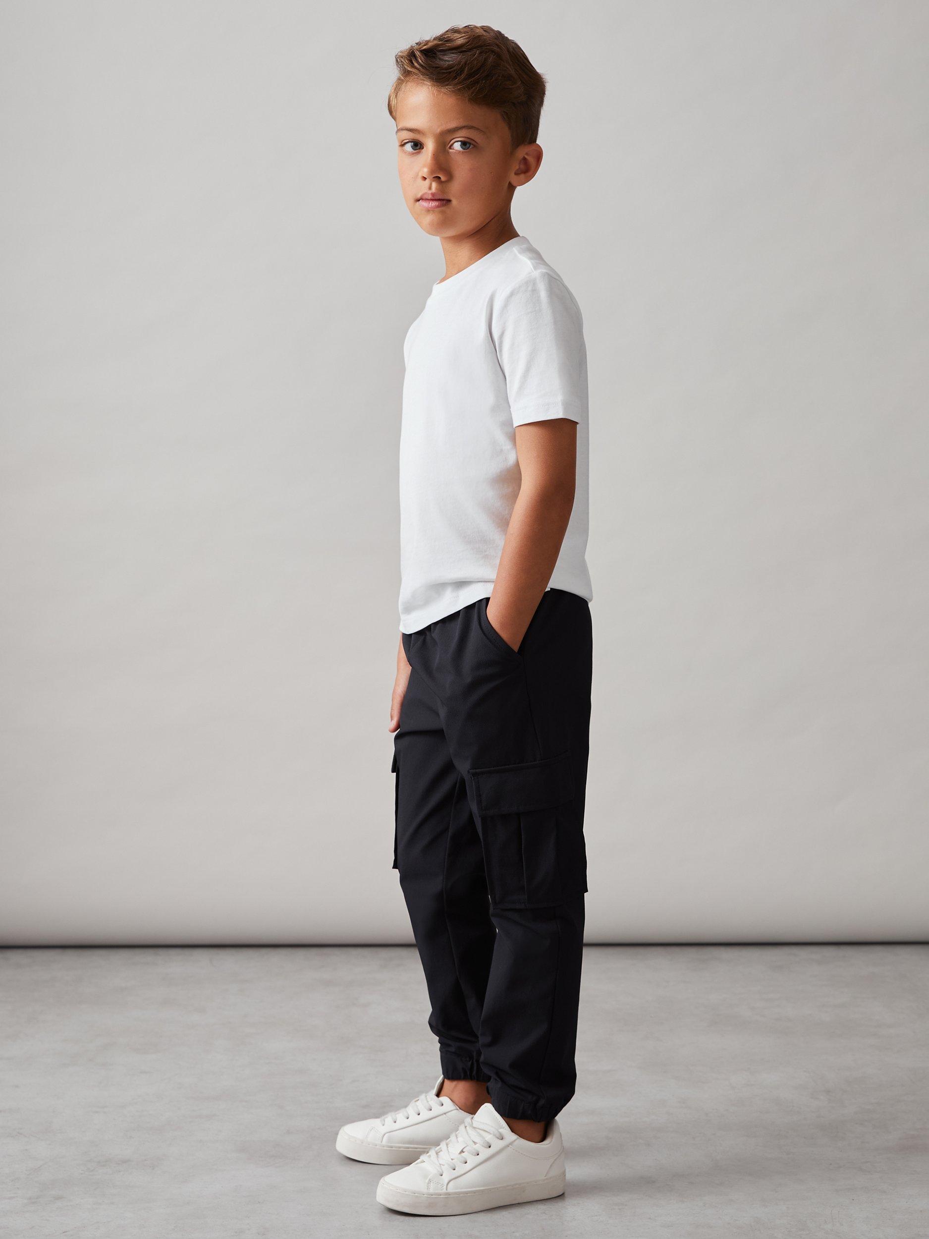 Product image 2 of 4, which shows Reiss Kids' Lucian Drawstring Trousers, Black, 3-4 years