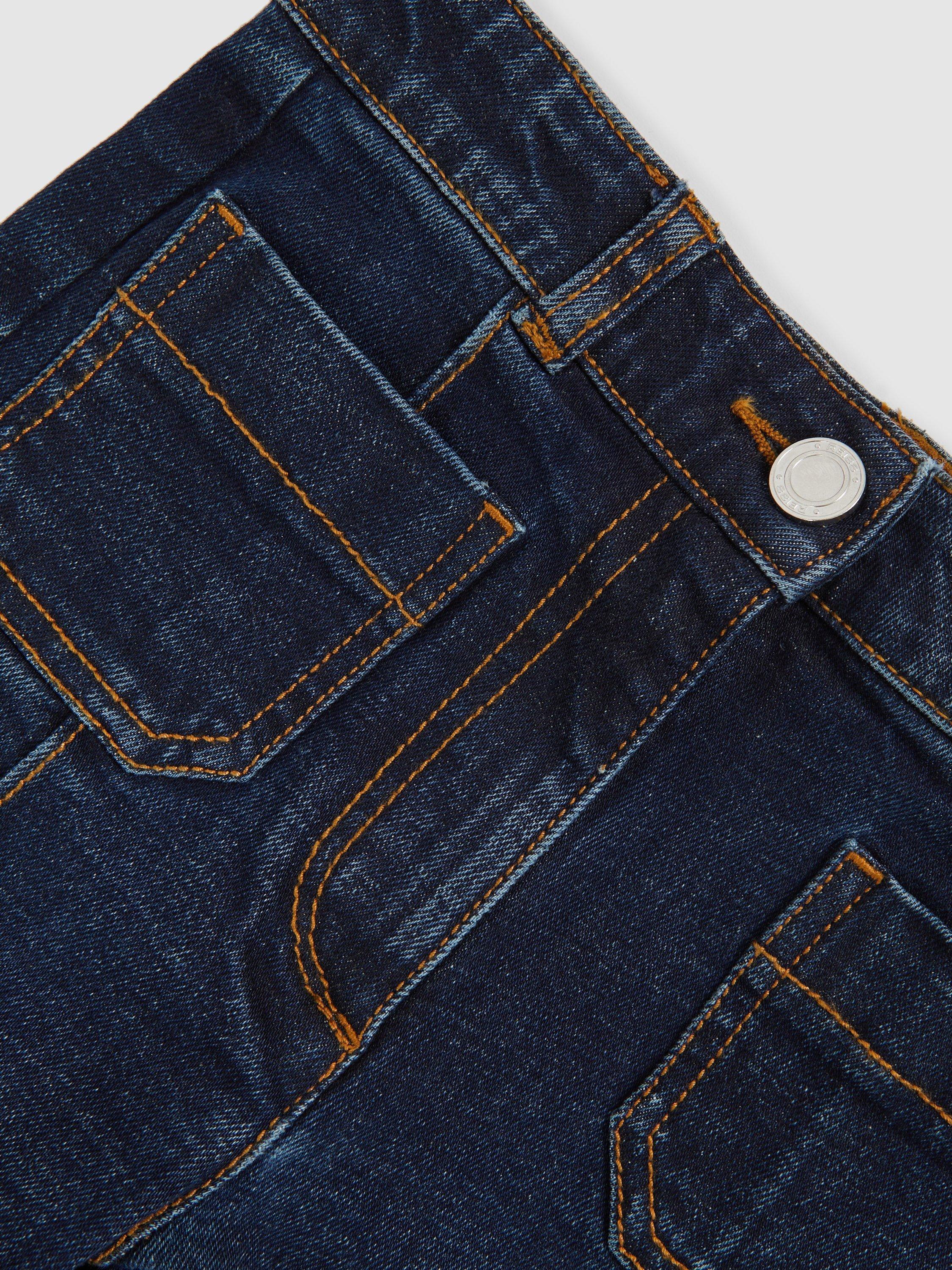 Product image 4 of 4, which shows Reiss Kids' Sakura Pintuck Flared Jeans, Blue, 3-4 years