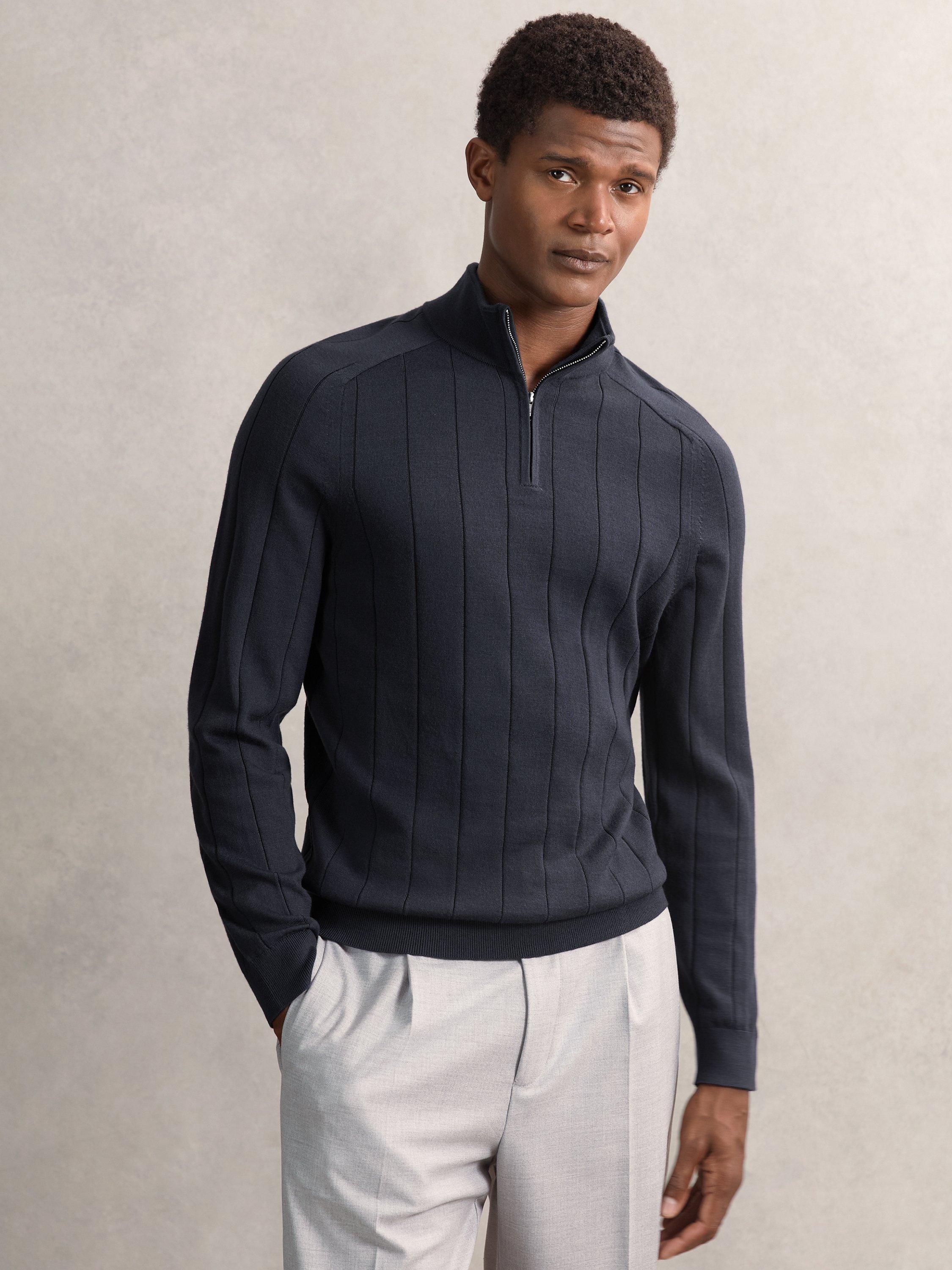 Product image 1 of 5, which shows Reiss Findlay Wool Jumper, Airforce Blue, S