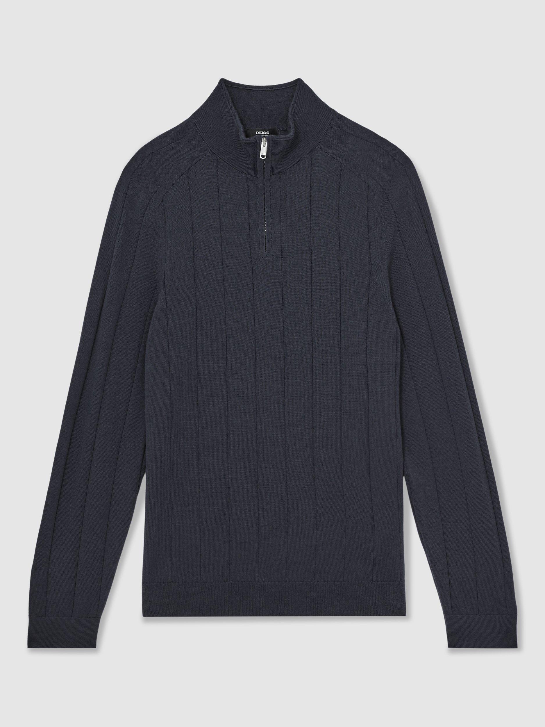 Product image 3 of 5, which shows Reiss Findlay Wool Jumper, Airforce Blue, S