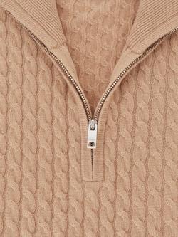 Reiss Richmond Cashmere Jumper, Camel Brown - view 2, Camel Brown