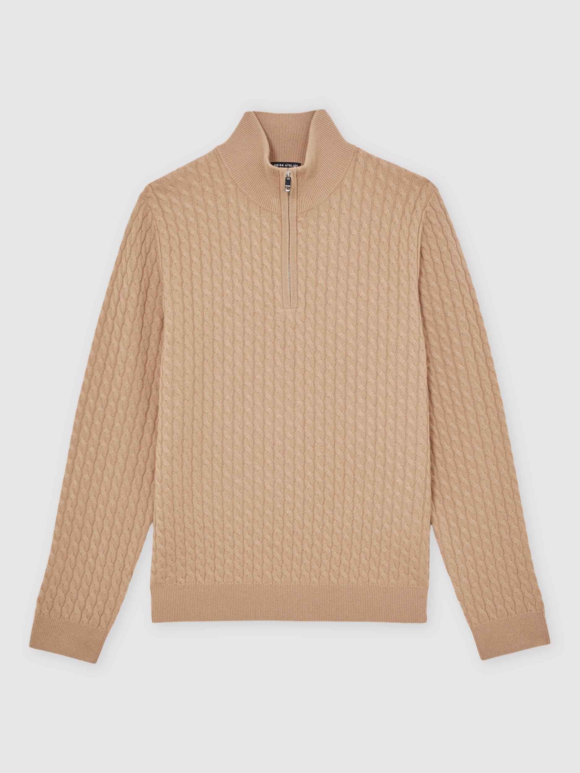 Reiss Richmond Cashmere Jumper, Camel Brown