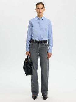 Selected Romie Stripe Fitted Shirt, Bright White, Bright White