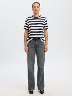 Selected Essential Stripe Boxy T-Shirt, Dark Sapphire, Dark Sapphire