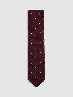 Reiss Punto Polka Dot Silk Tie, Burgundy, Burgundy