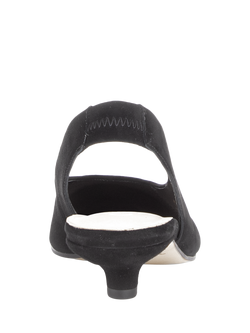 Gabor Arya Suede Kitten Heel Slingback Court Shoes, Black - view 2, Black