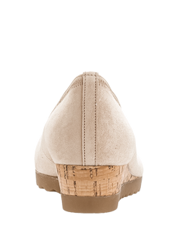 Gabor Epworth Wide Fit Suede Low Wedge Heeled Pumps, Oak - view 2, Oak