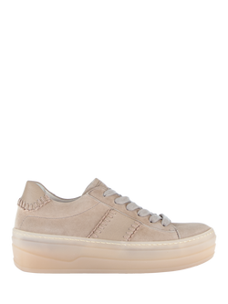 Gabor Sims Suede Whipstitch Wedge Heel Trainers, Sand, Sand