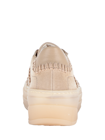 Gabor Sims Suede Whipstitch Wedge Heel Trainers, Sand - view 2, Sand